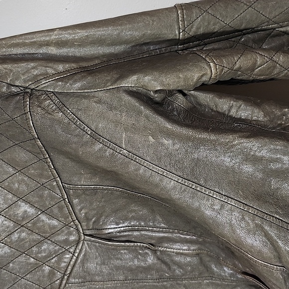 Blanc Noir Brown Genuine Leather Moto Style Jacket Buckles Zippers Detail Quiltd - Picture 15 of 15